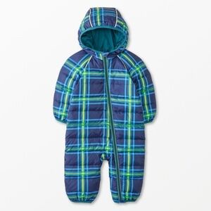 EUC 3T Hanna Andersson Baby Print Insulated Snowsuit Blue Tattersall Plaid Snow